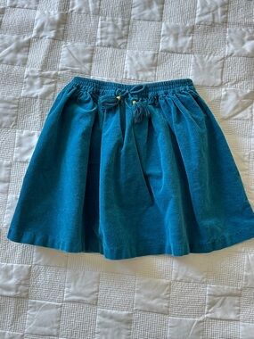 Teal Velvet Drawstring Girl’s Skirt